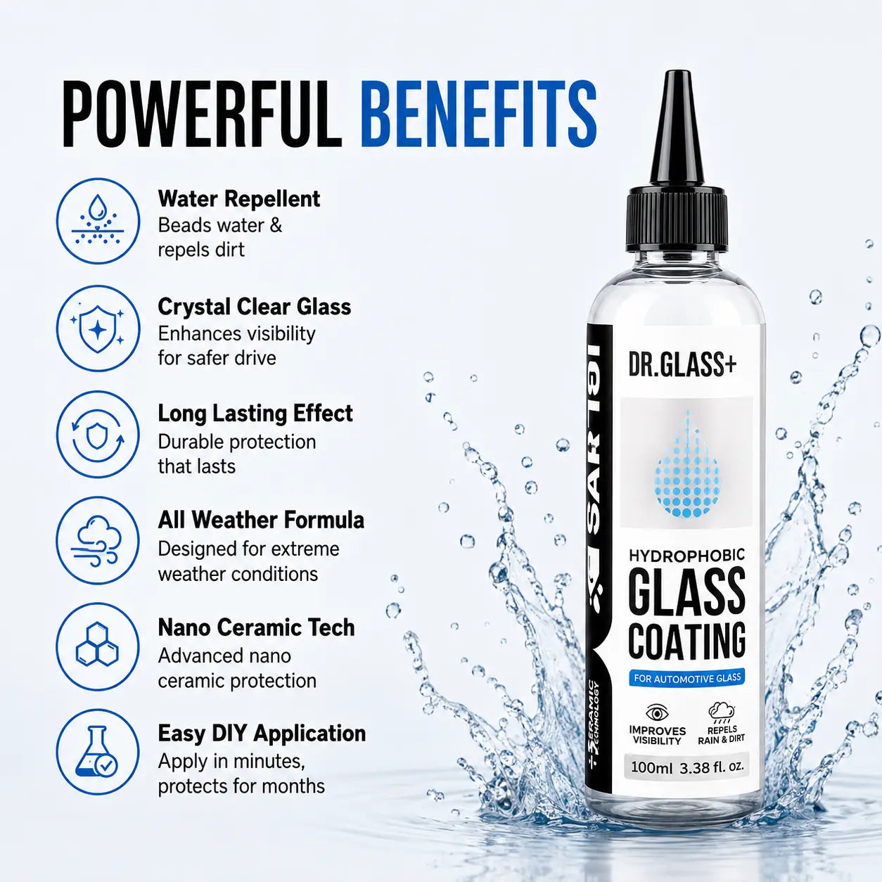 DR. GLASS Hydrophobic Glass Coating – 120ml