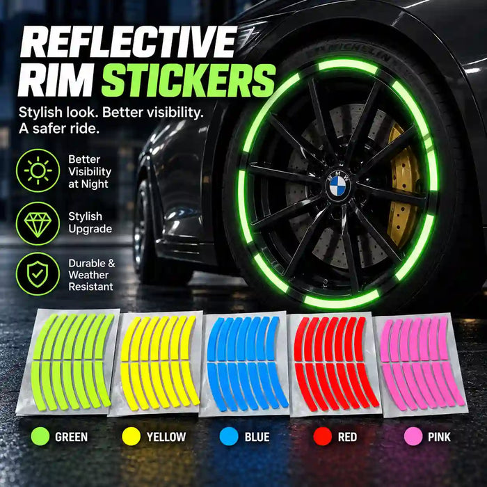 Vehicle Reflective Rim Stickers – Glowing Wheel Decals for Cars, Bikes & Scooters