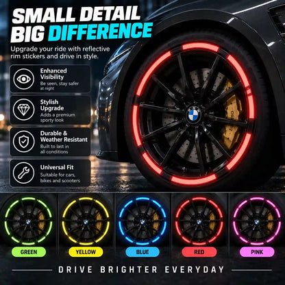 Vehicle Reflective Rim Stickers – Glowing Wheel Decals for Cars, Bikes & Scooters